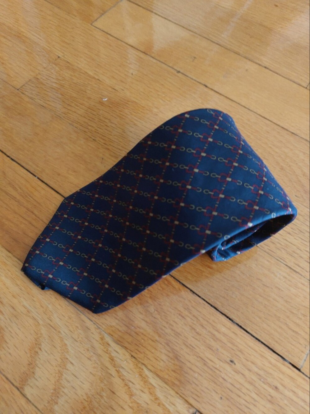 Bert Pulitzer Men's Navy Chain-Pattern Silk Tie